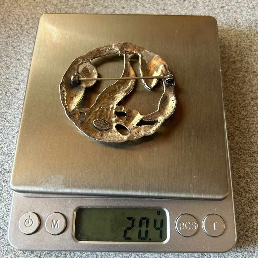 Antique art deco Sterling Danecraft peacock brooch pin